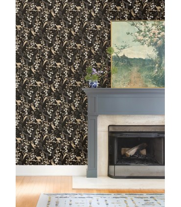 4147-80009 - Linden Black Jungle Canopy Wallpaper-Haberdashery by A Street