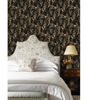 4147-80009 - Linden Black Jungle Canopy Wallpaper-Haberdashery by A Street