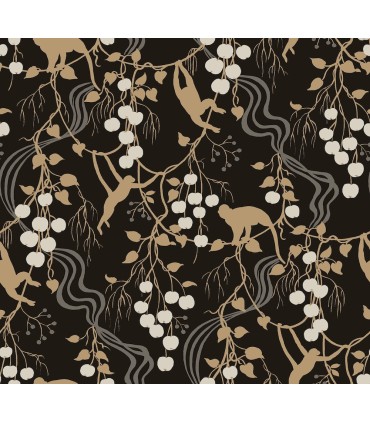 4147-80009 - Linden Black Jungle Canopy Wallpaper-Haberdashery by A Street
