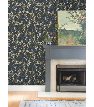 4147-80010 - Linden Navy Jungle Canopy Wallpaper-Haberdashery by A Street