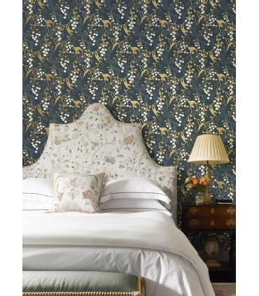 4147-80010 - Linden Navy Jungle Canopy Wallpaper-Haberdashery by A Street