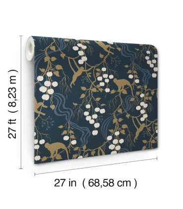 4147-80010 - Linden Navy Jungle Canopy Wallpaper-Haberdashery by A Street