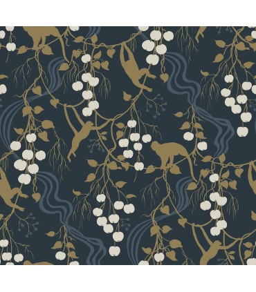 4147-80010 - Linden Navy Jungle Canopy Wallpaper-Haberdashery by A Street