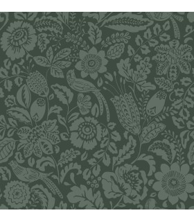 4147-27362 - Marta Green Floral Trail Wallpaper-Haberdashery by A Street