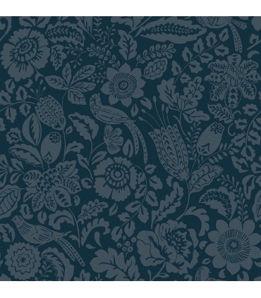 4147-27360 - Marta Navy Floral Trail Wallpaper-Haberdashery by A Street