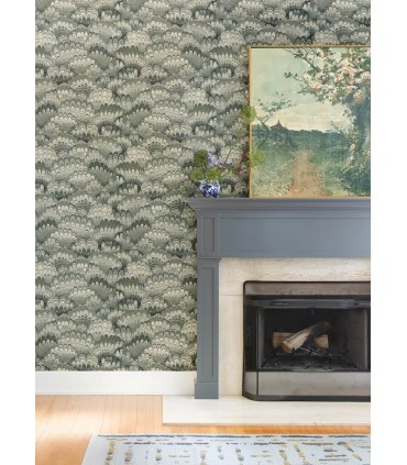 4147-27377 - Octavia Dark Green Marbled Ink Wallpaper-Haberdashery by A Street