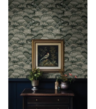 4147-27377 - Octavia Dark Green Marbled Ink Wallpaper-Haberdashery by A Street