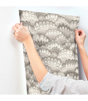 4147-27378 - Octavia Neutral Marbled Ink Wallpaper-Haberdashery by A Street