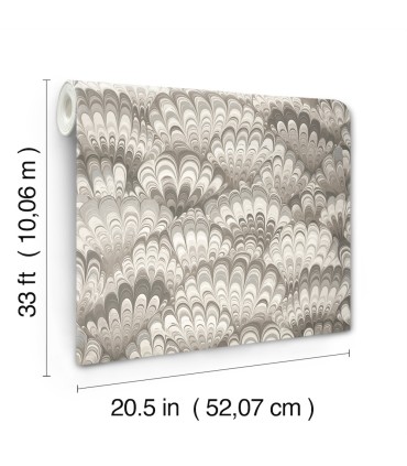 4147-27378 - Octavia Neutral Marbled Ink Wallpaper-Haberdashery by A Street