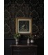 4147-87391 - Shadow Black Flocked Damask Wallpaper-Haberdashery by A Street