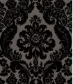 4147-87391 - Shadow Black Flocked Damask Wallpaper-Haberdashery by A Street