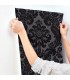 4147-87391 - Shadow Black Flocked Damask Wallpaper-Haberdashery by A Street