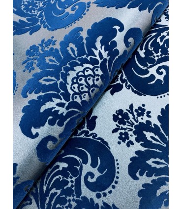 4147-87310 - Shadow Blue Flocked Damask Wallpaper-Haberdashery by A Street