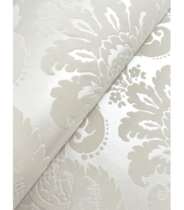 4147-87390 - Shadow Cream Flocked Damask Wallpaper-Haberdashery by A Street