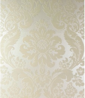 4147-87390 - Shadow Cream Flocked Damask Wallpaper-Haberdashery by A Street