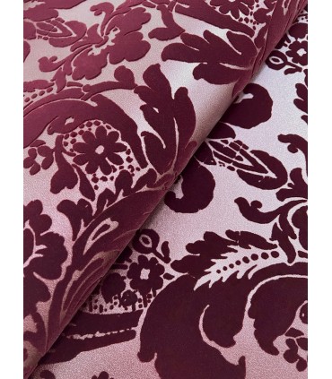 4147-87315 - Shadow Merlot Flocked Damask Wallpaper-Haberdashery by A Street