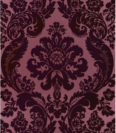 4147-87315 - Shadow Merlot Flocked Damask Wallpaper-Haberdashery by A Street