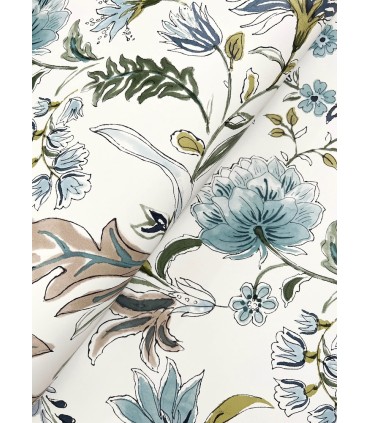 4147-27398 - Teonna Blue Floral Stripe Wallpaper-Haberdashery by A Street