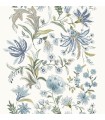 4147-27398 - Teonna Blue Floral Stripe Wallpaper-Haberdashery by A Street