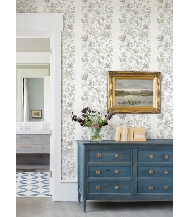 4147-27400 - Teonna Light Grey Floral Stripe Wallpaper-Haberdashery by A Street