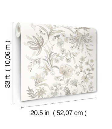 4147-27400 - Teonna Light Grey Floral Stripe Wallpaper-Haberdashery by A Street