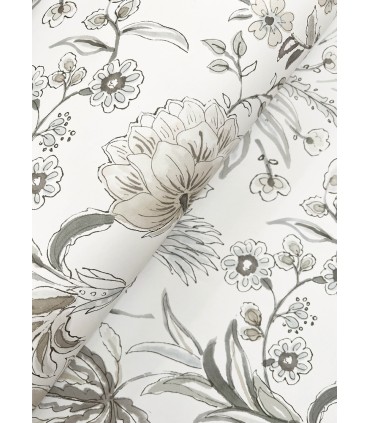 4147-27400 - Teonna Light Grey Floral Stripe Wallpaper-Haberdashery by A Street