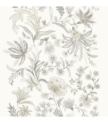 4147-27400 - Teonna Light Grey Floral Stripe Wallpaper-Haberdashery by A Street