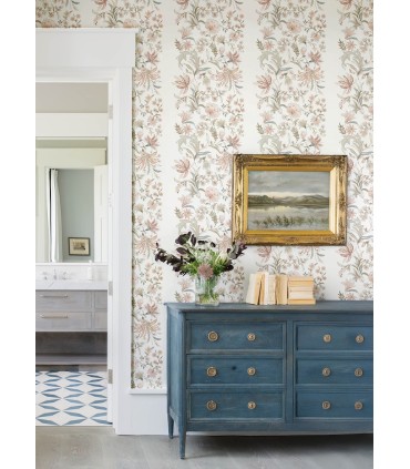 4147-27399 - Teonna Light Pink Floral Stripe Wallpaper-Haberdashery by A Street