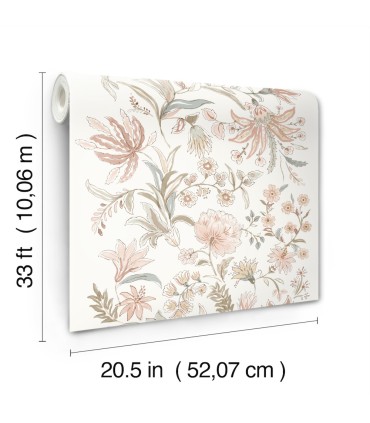 4147-27399 - Teonna Light Pink Floral Stripe Wallpaper-Haberdashery by A Street