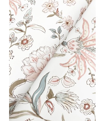4147-27399 - Teonna Light Pink Floral Stripe Wallpaper-Haberdashery by A Street