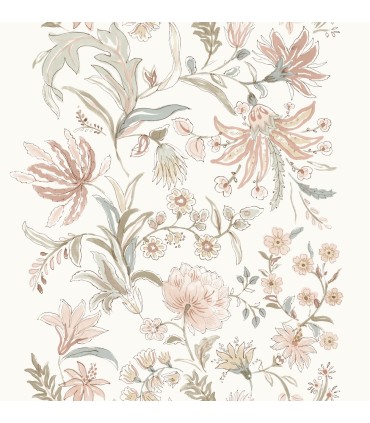 4147-27399 - Teonna Light Pink Floral Stripe Wallpaper-Haberdashery by A Street
