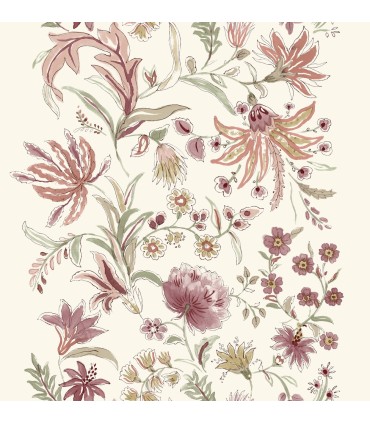 4147-27397 - Teonna Raspberry Floral Stripe Wallpaper-Haberdashery by A Street