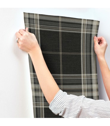 4147-27388 - Westley Black Plaid Wallpaper-Haberdashery by A Street