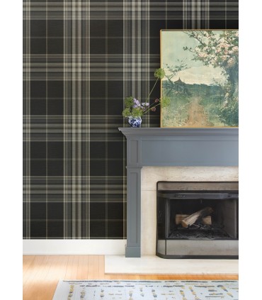 4147-27388 - Westley Black Plaid Wallpaper-Haberdashery by A Street