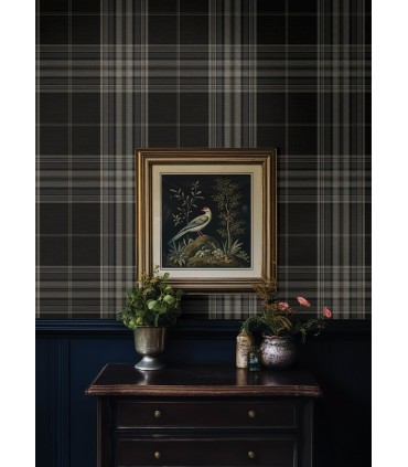 4147-27388 - Westley Black Plaid Wallpaper-Haberdashery by A Street