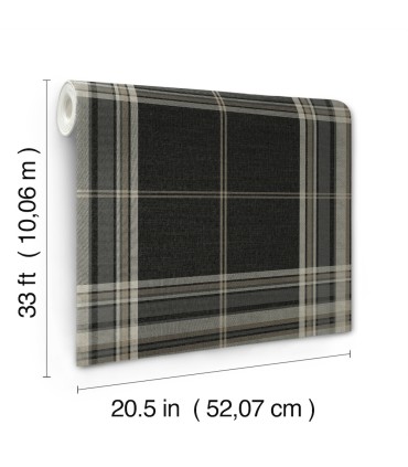 4147-27388 - Westley Black Plaid Wallpaper-Haberdashery by A Street