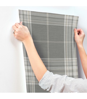 4147-27384 - Westley Grey Plaid Wallpaper-Haberdashery by A Street
