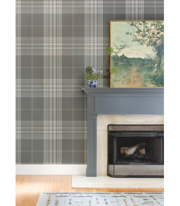 4147-27384 - Westley Grey Plaid Wallpaper-Haberdashery by A Street
