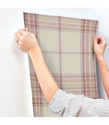 4147-27385 - Westley Magenta Plaid Wallpaper-Haberdashery by A Street