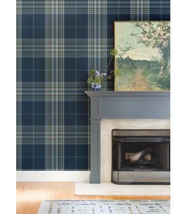 4147-27386 - Westley Navy Plaid Wallpaper-Haberdashery by A Street