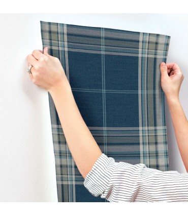 4147-27386 - Westley Navy Plaid Wallpaper-Haberdashery by A Street