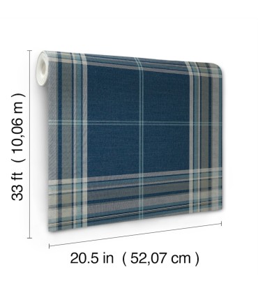 4147-27386 - Westley Navy Plaid Wallpaper-Haberdashery by A Street
