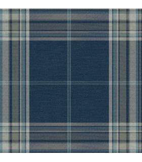 4147-27386 - Westley Navy Plaid Wallpaper-Haberdashery by A Street