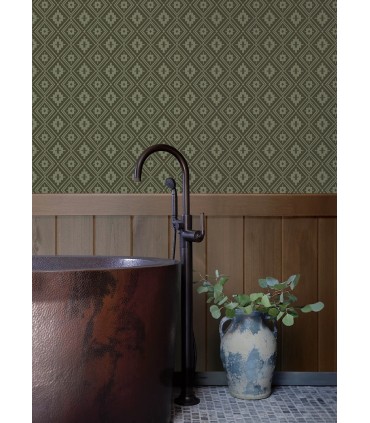 4142-72658 - Camp Blanket Green Wallpaper-Chesapeake
