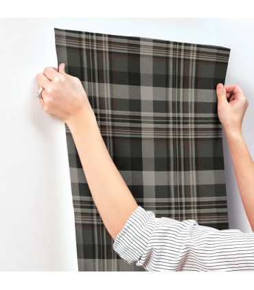 4142-72632 - Dutton Plaid Charcoal Wallpaper-Chesapeake