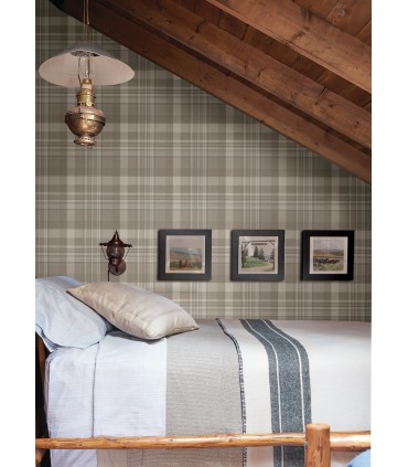4142-72633 - Dutton Plaid Light Brown Wallpaper-Chesapeake