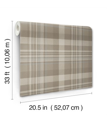 4142-72633 - Dutton Plaid Light Brown Wallpaper-Chesapeake