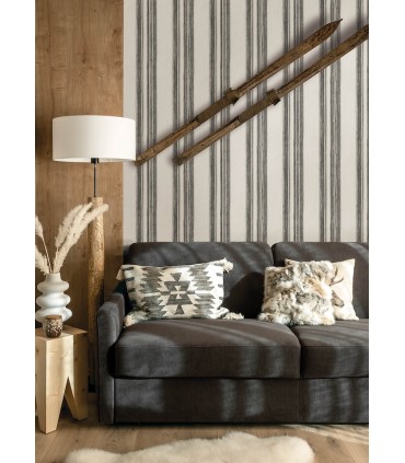 4142-72601 - Loom Spun Charcoal Wallpaper-Chesapeake