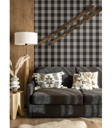 4142-72622 - Lumberjack Black Wallpaper-Chesapeake
