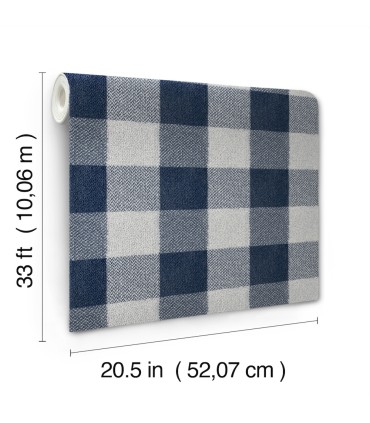 4142-72620 - Lumberjack Navy Wallpaper-Chesapeake